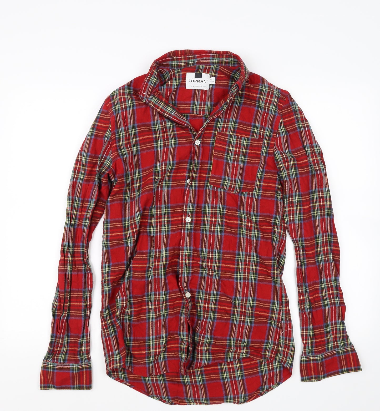 Topman Mens Red Check   Dress Shirt Size XS