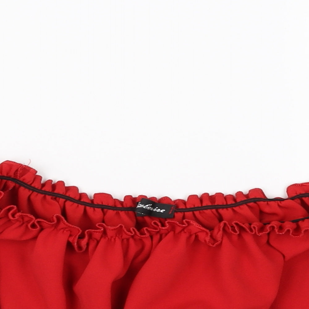 Preworn Womens Red   Cropped Blouse Size 8