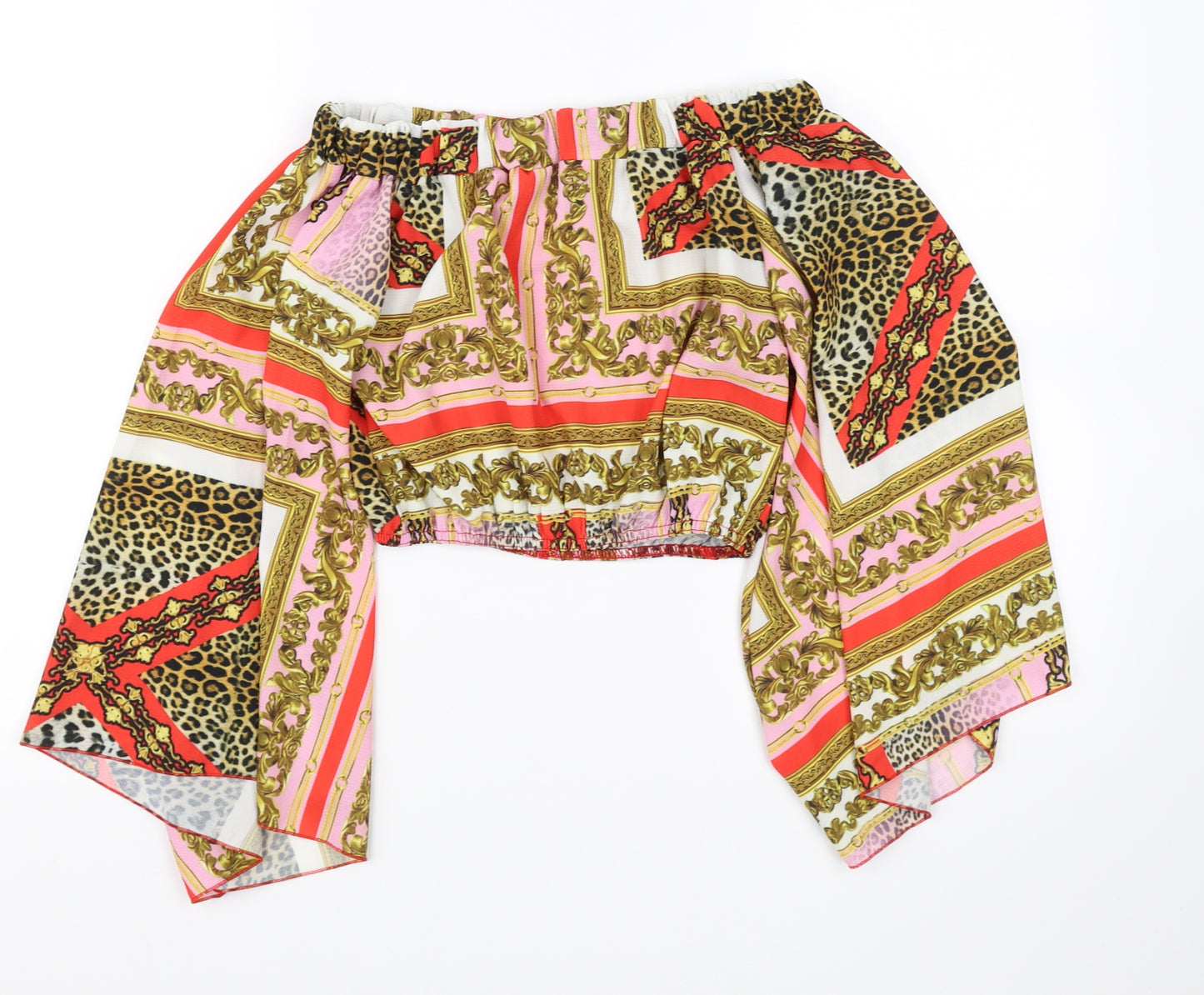 I X london Womens Multicoloured Animal Print  Cropped Blouse Size 8