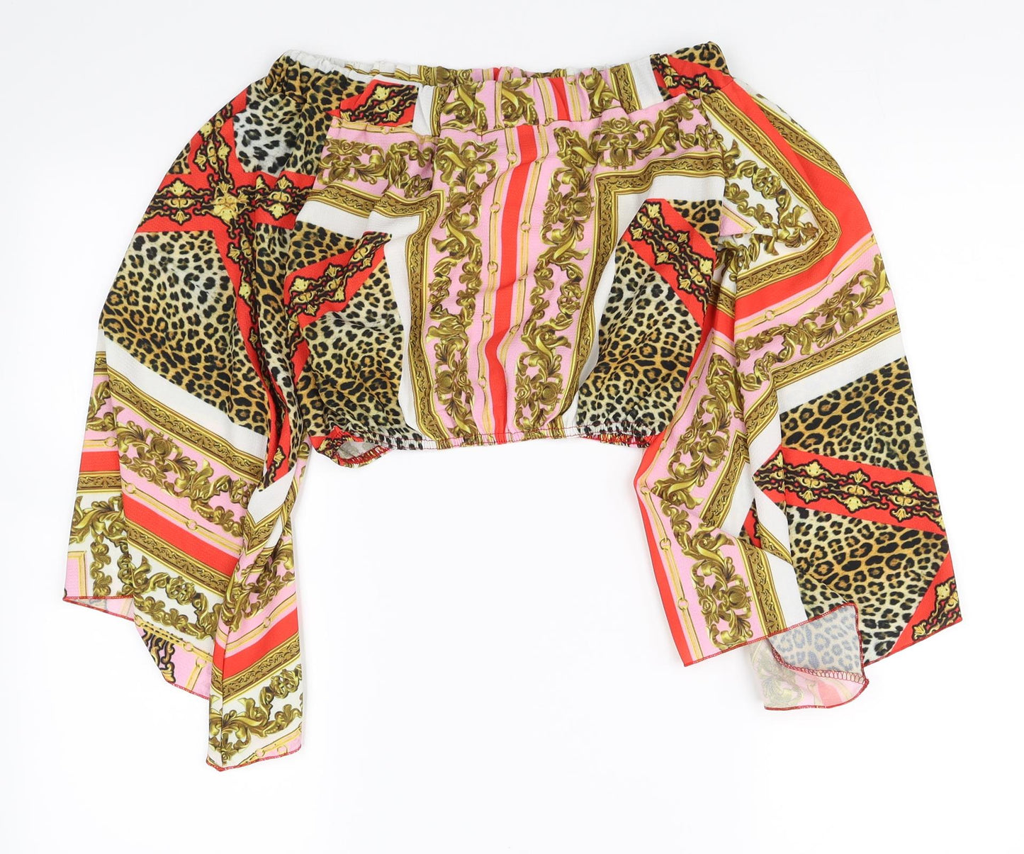 I X london Womens Multicoloured Animal Print  Cropped Blouse Size 8