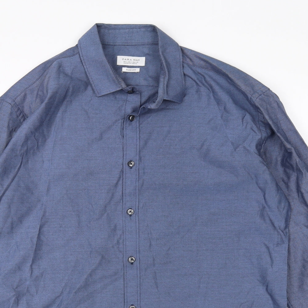 Zara Mens Blue    Dress Shirt Size L
