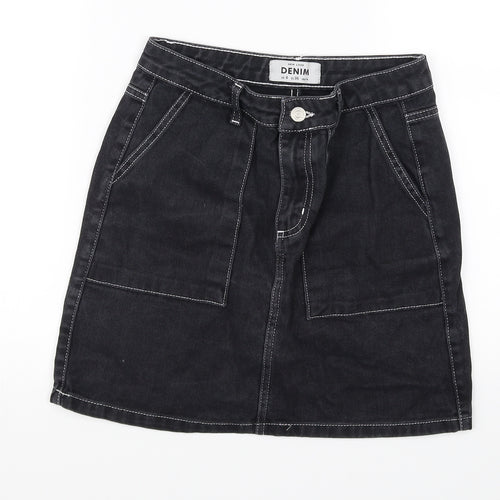 Denim & Co. Womens Black   Mini Skirt Size 8