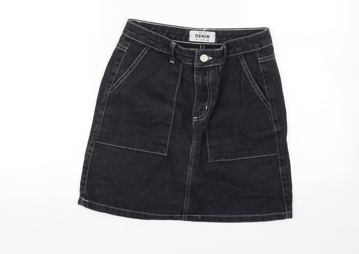 Denim & Co. Womens Black   Mini Skirt Size 8
