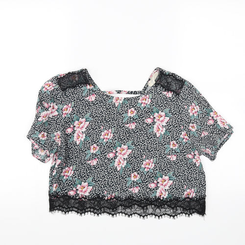 Pins and Needles Womens Multicoloured Floral  Cropped Blouse Size M