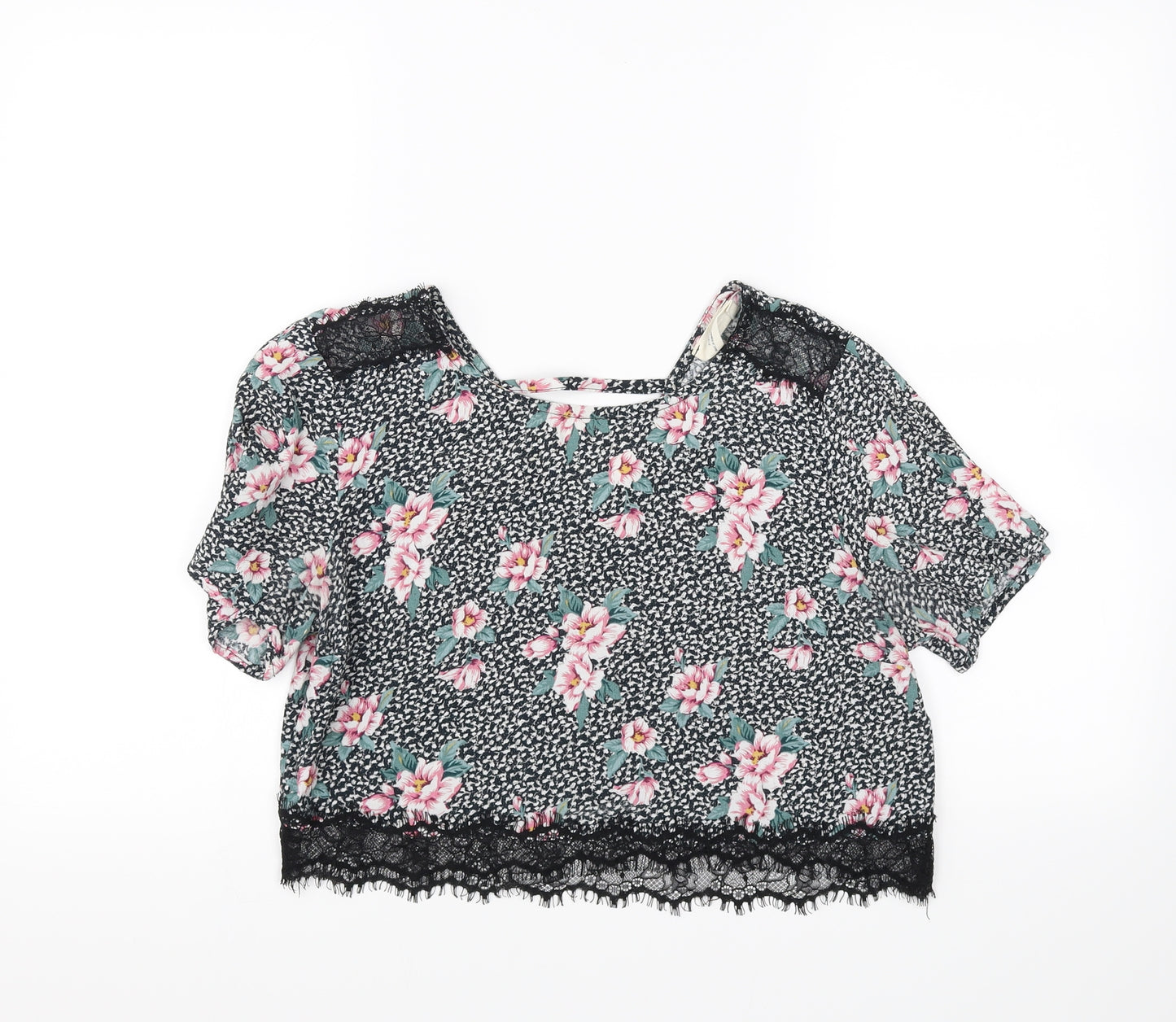 Pins and Needles Womens Multicoloured Floral  Cropped Blouse Size M