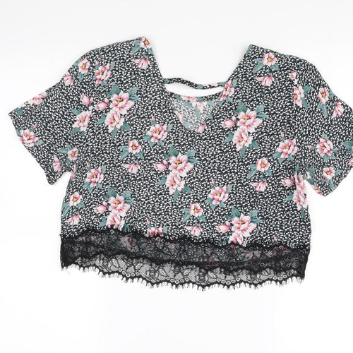 Pins and Needles Womens Multicoloured Floral  Cropped Blouse Size M