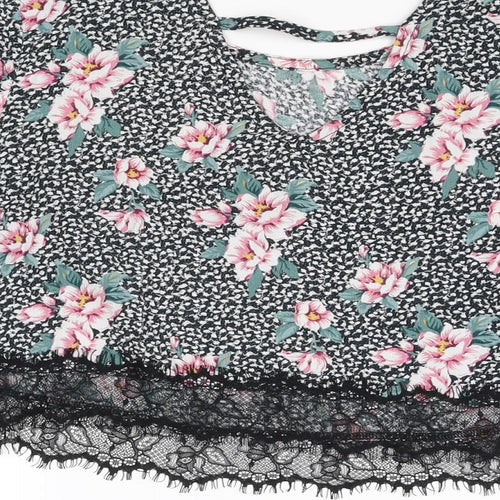 Pins and Needles Womens Multicoloured Floral  Cropped Blouse Size M