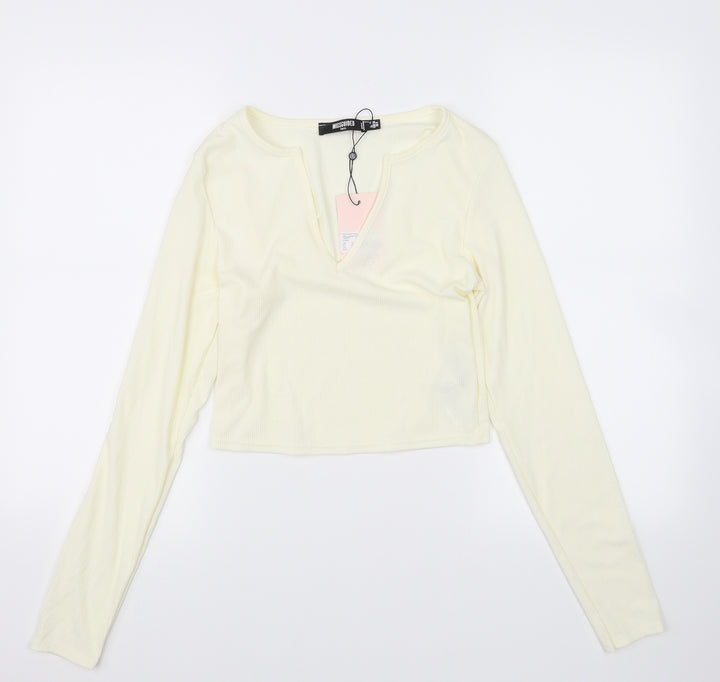 Missguided Womens Yellow   Basic T-Shirt Size 10