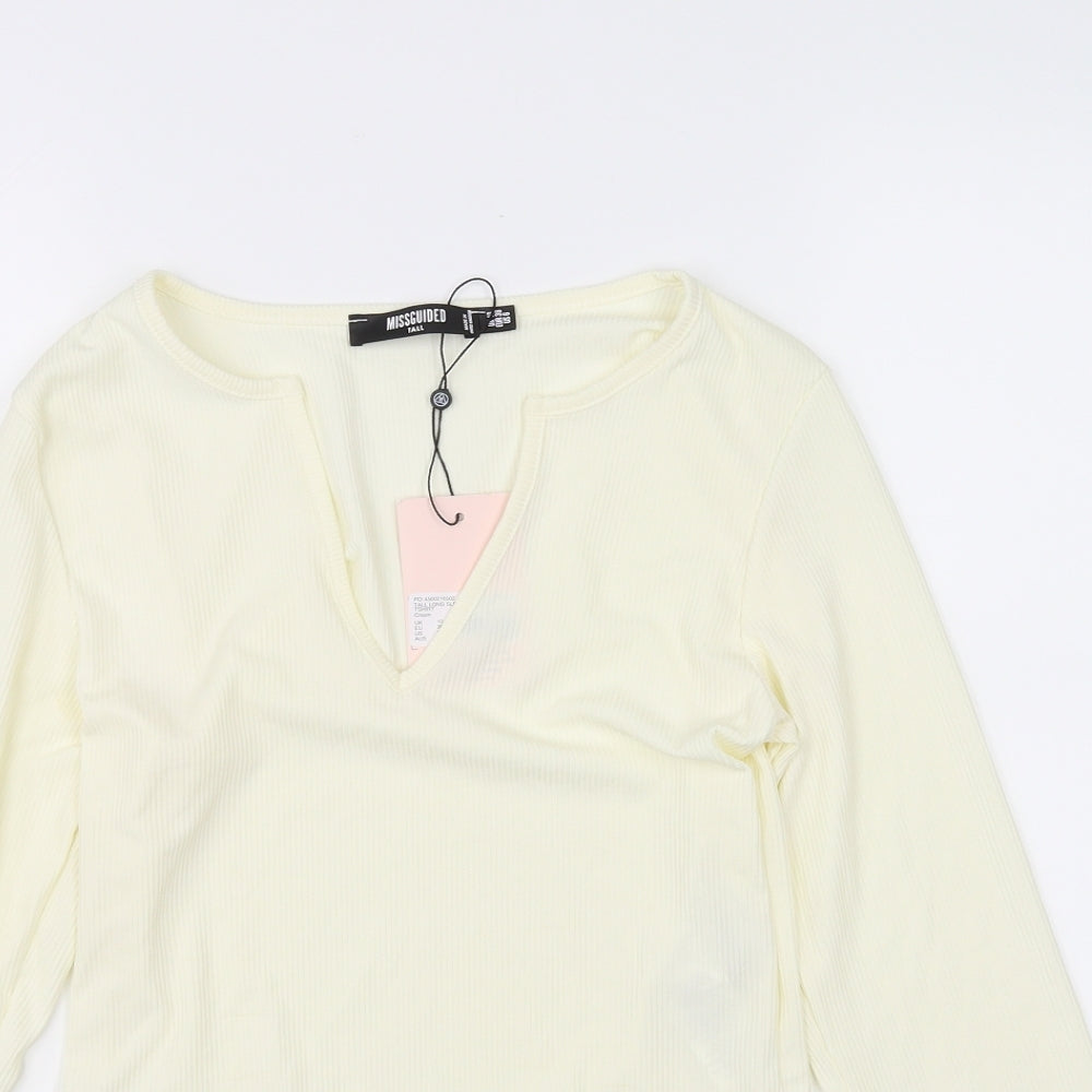 Missguided Womens Yellow   Basic T-Shirt Size 10