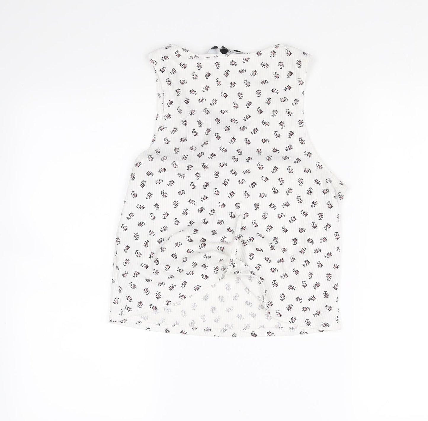 New Look Womens White Floral  Cropped Blouse Size 8