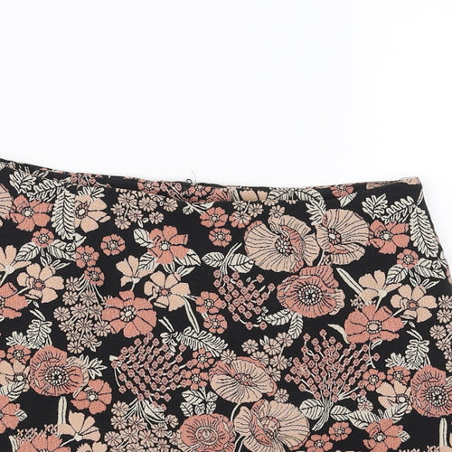 New Look Womens Black Floral  Mini Skirt Size 8