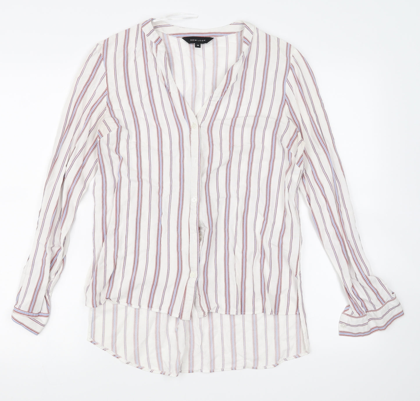New Look Womens Multicoloured Striped  Basic Button-Up Size 10