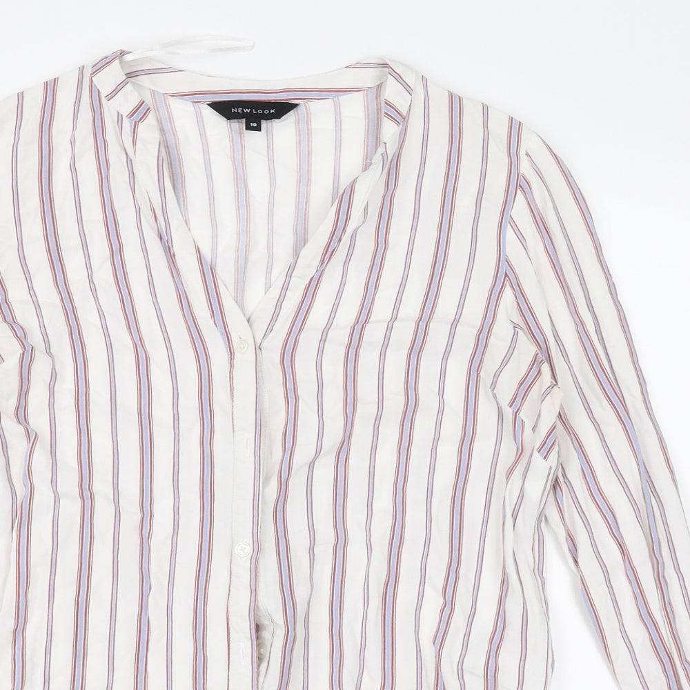 New Look Womens Multicoloured Striped  Basic Button-Up Size 10