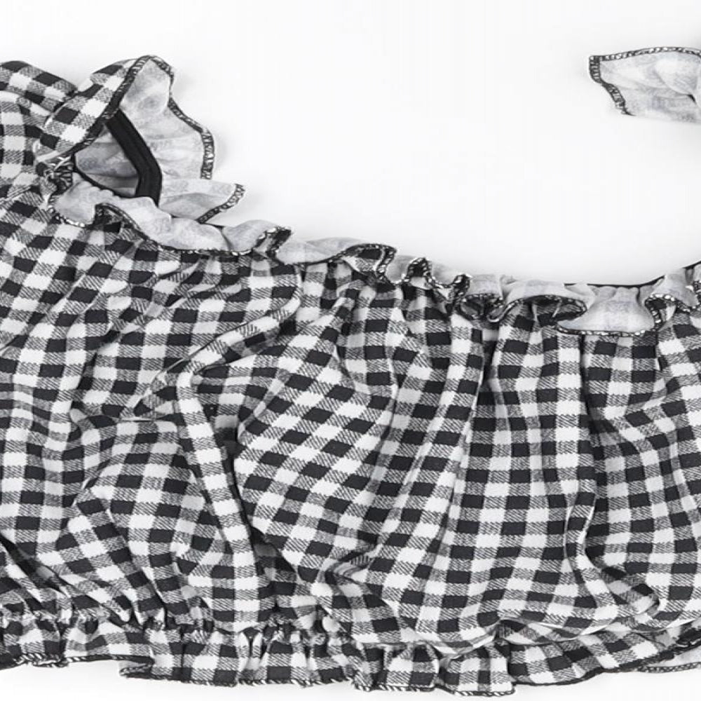 Pretty little thing Womens Black Check  Cropped Blouse Size 8