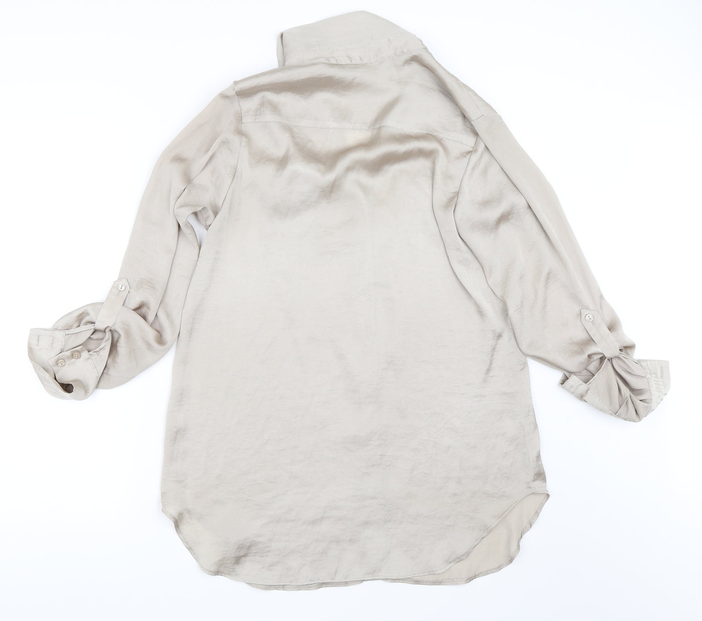 Red Herring Womens Gold  Satin Basic Button-Up Size 8