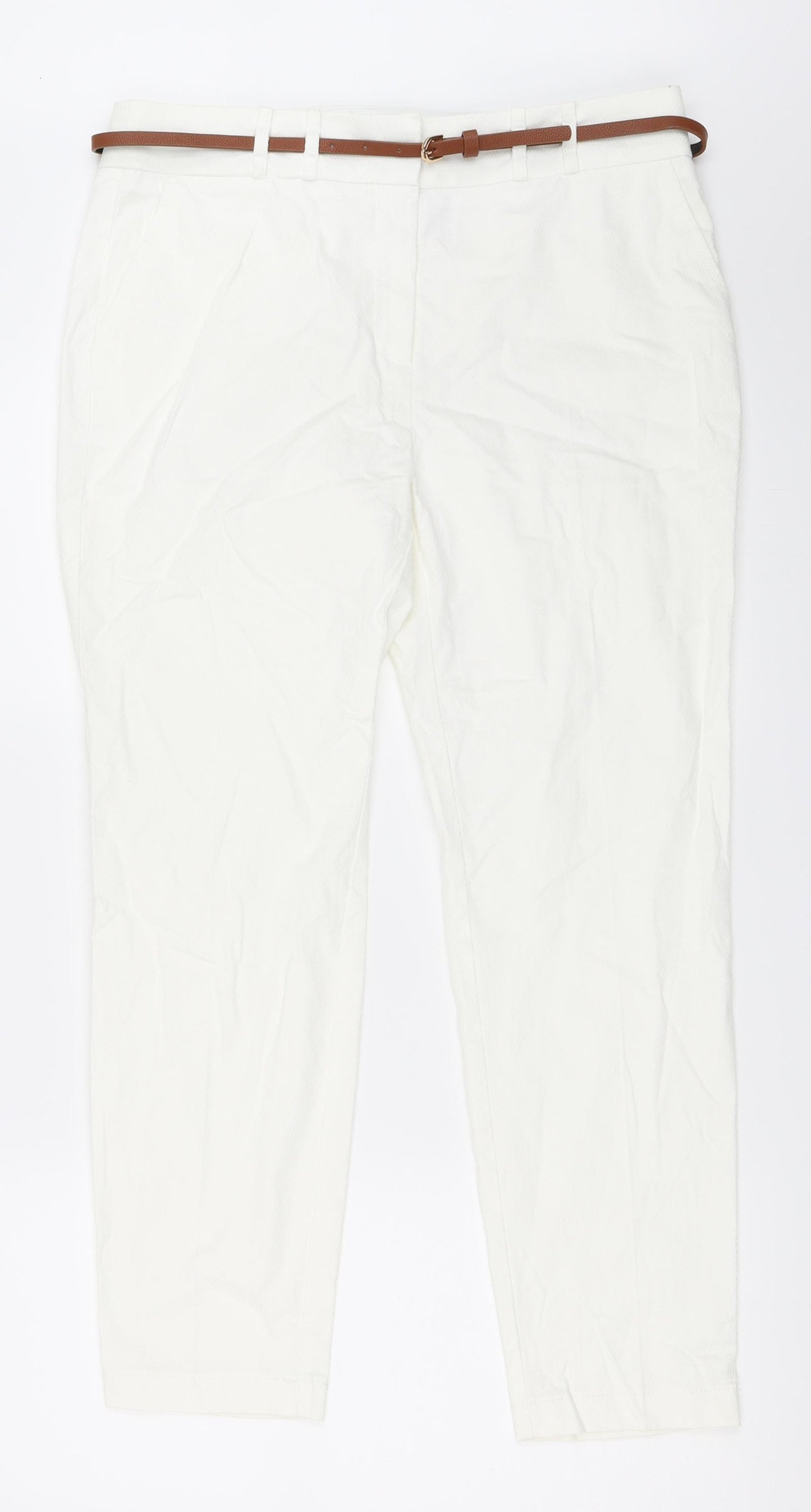 NEXT Womens White   Capri Trousers Size 12 L27 in
