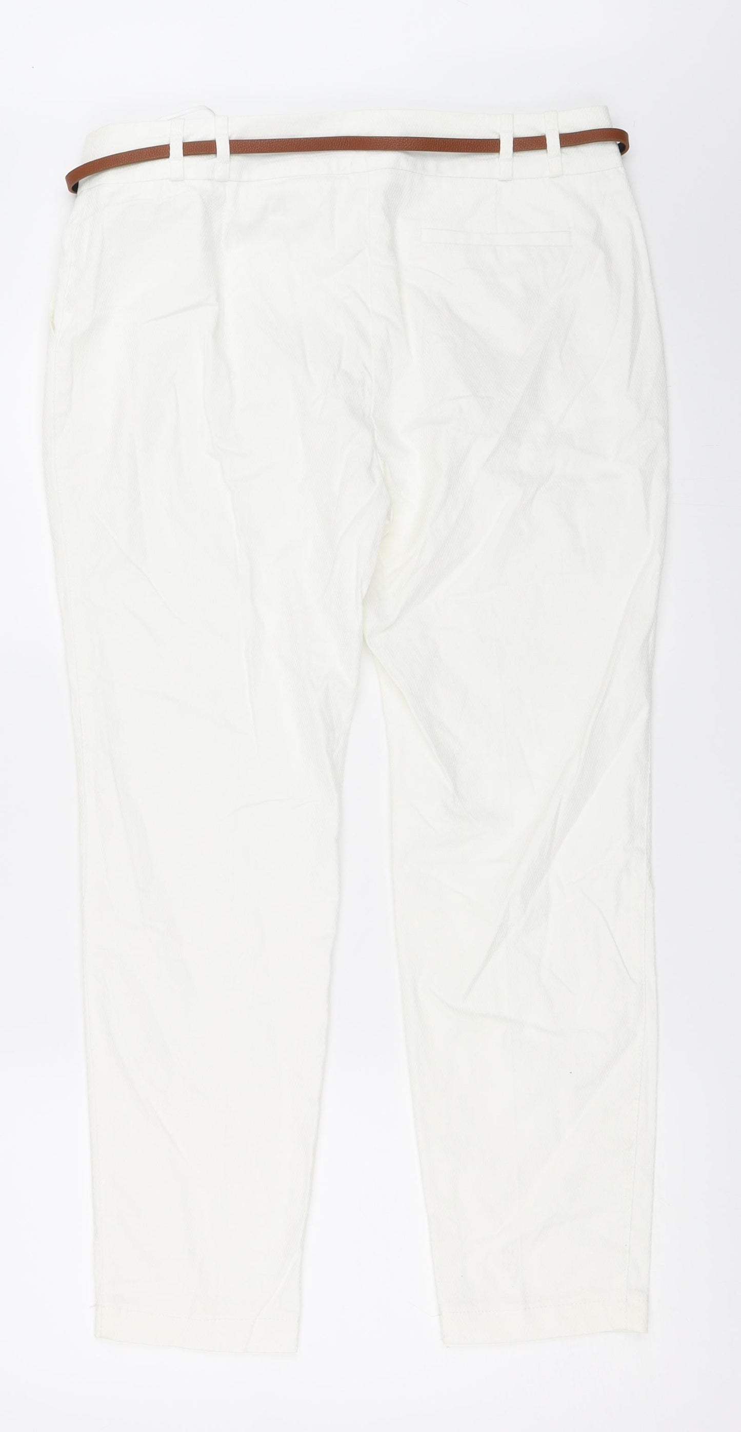 NEXT Womens White   Capri Trousers Size 12 L27 in
