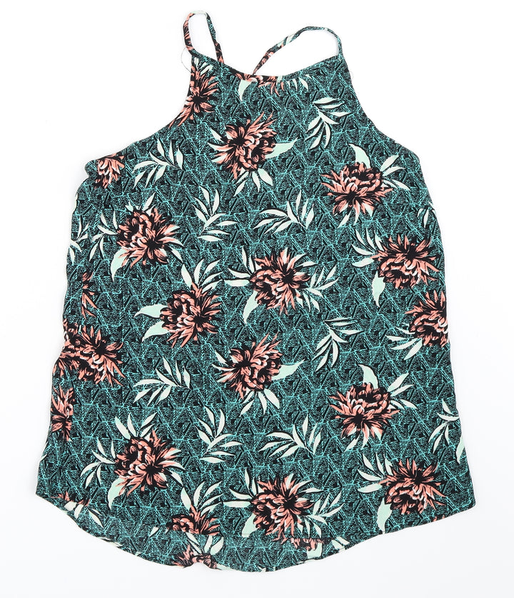 New Look Womens Green Floral Basic Blouse Size 12