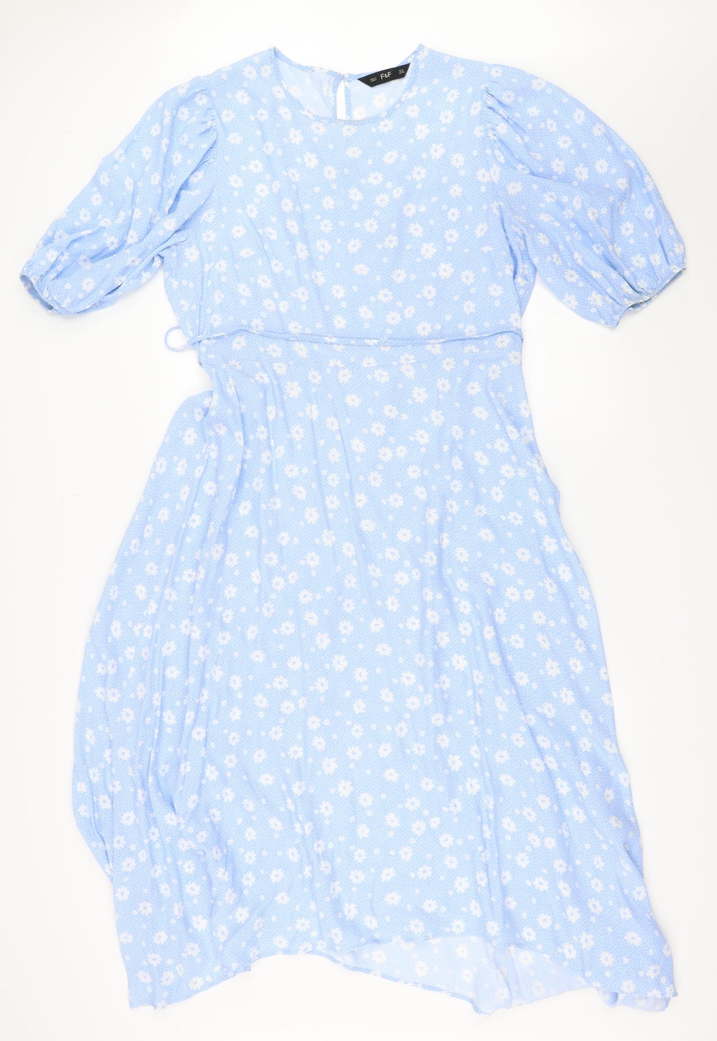 F&F Womens Blue Floral  Skater Dress  Size 14