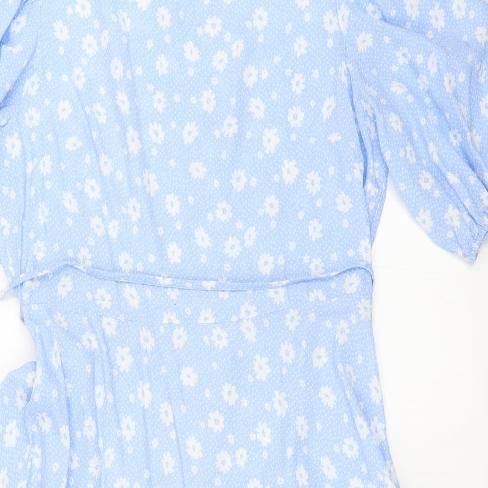 F&F Womens Blue Floral  Skater Dress  Size 14