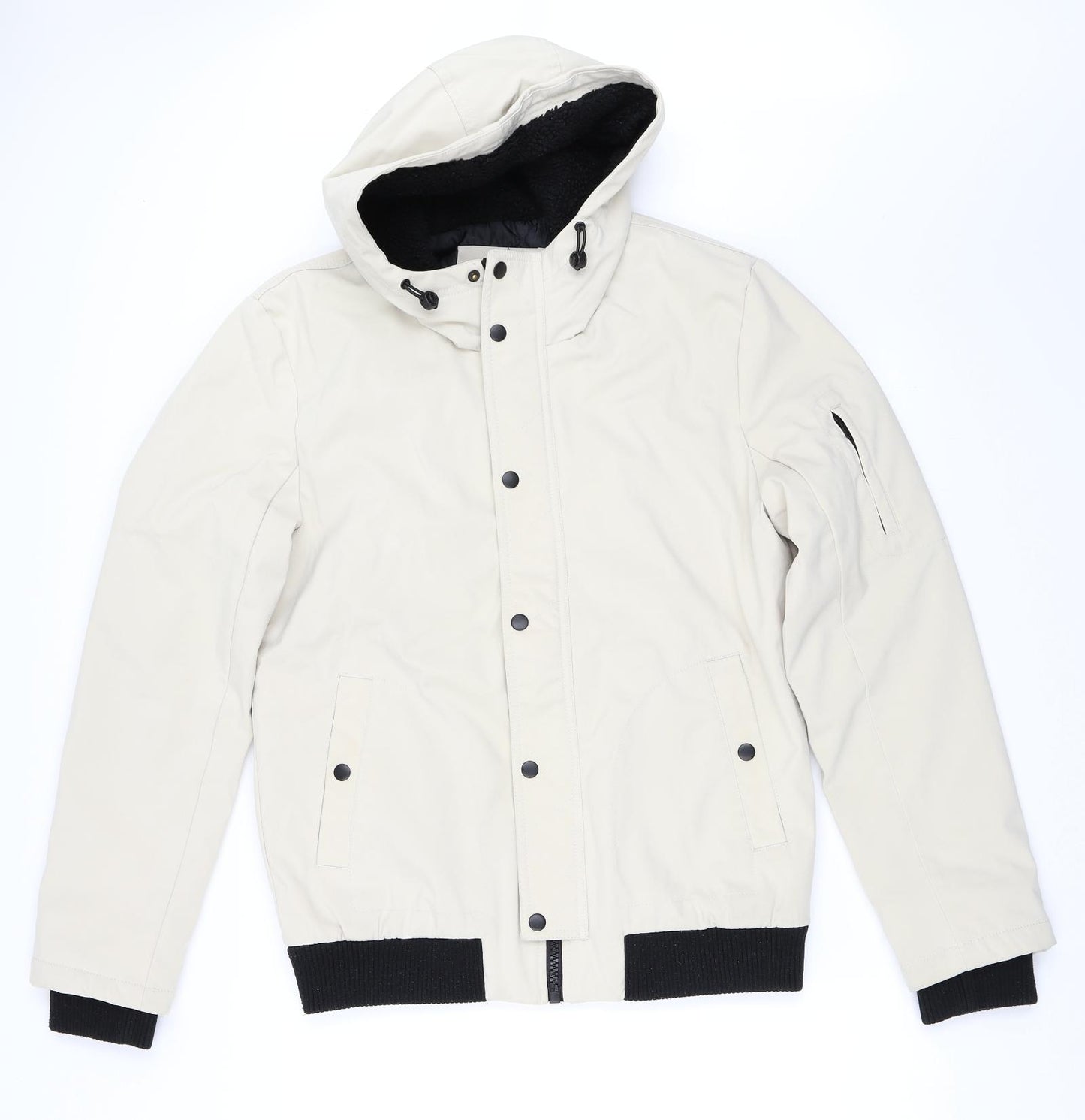 Bershka Womens Ivory   Bomber Jacket Coat Size M