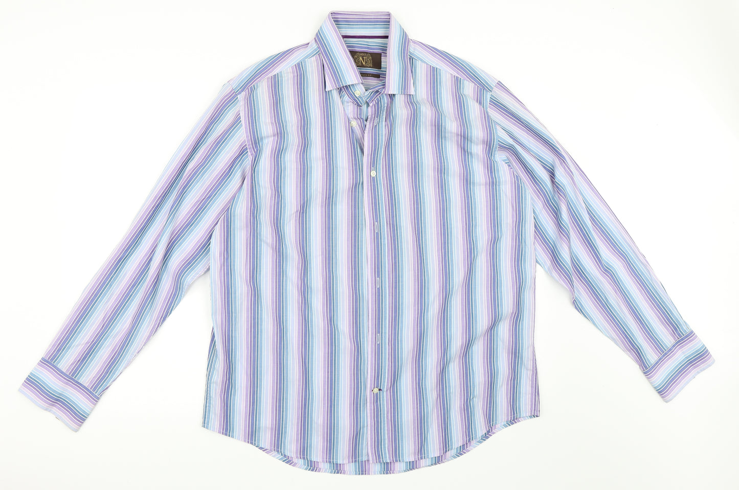 NEXT Mens Blue Striped   Dress Shirt Size 17