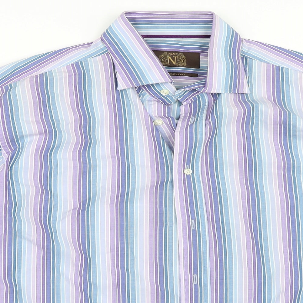 NEXT Mens Blue Striped   Dress Shirt Size 17