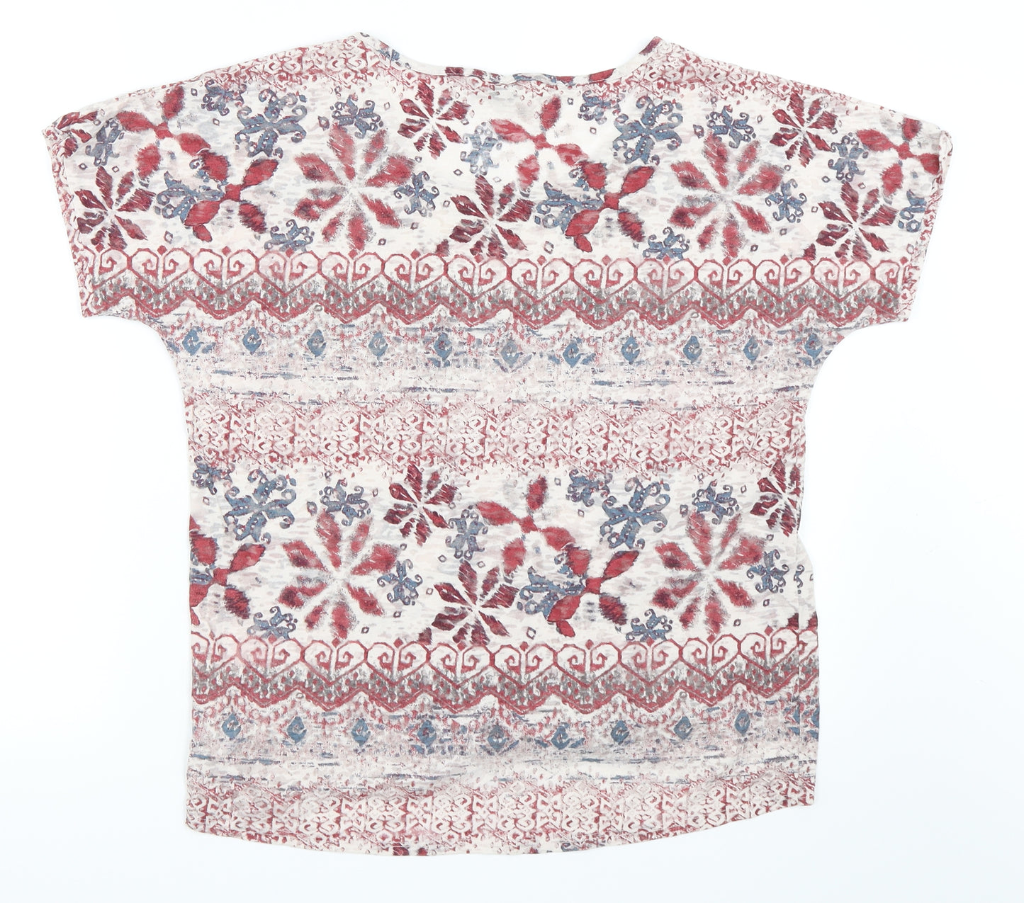 Marks and Spencer Womens Red Geometric  Basic T-Shirt Size 8