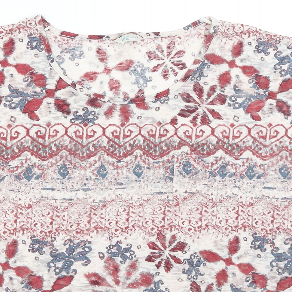 Marks and Spencer Womens Red Geometric  Basic T-Shirt Size 8