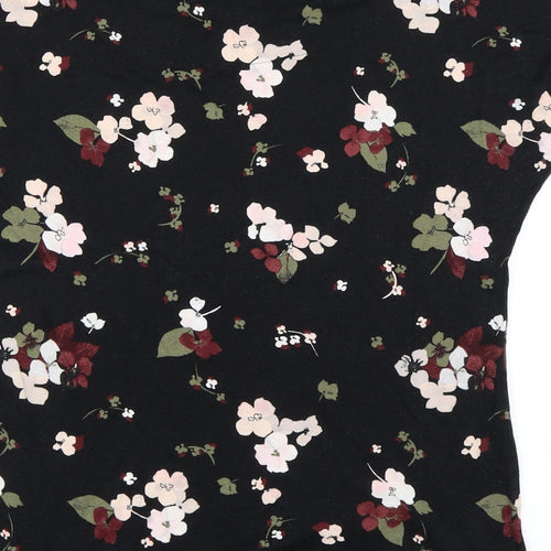 Marks and Spencer Womens Black Floral  Basic T-Shirt Size 8