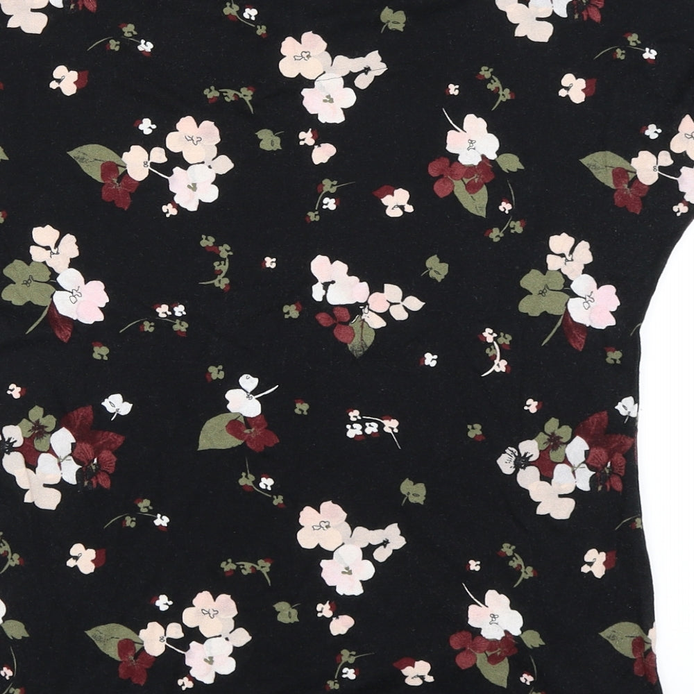 Marks and Spencer Womens Black Floral  Basic T-Shirt Size 8