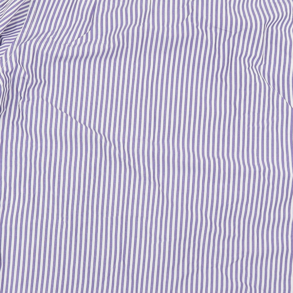 Thomas Nash Mens Blue Striped   Dress Shirt Size 17.5