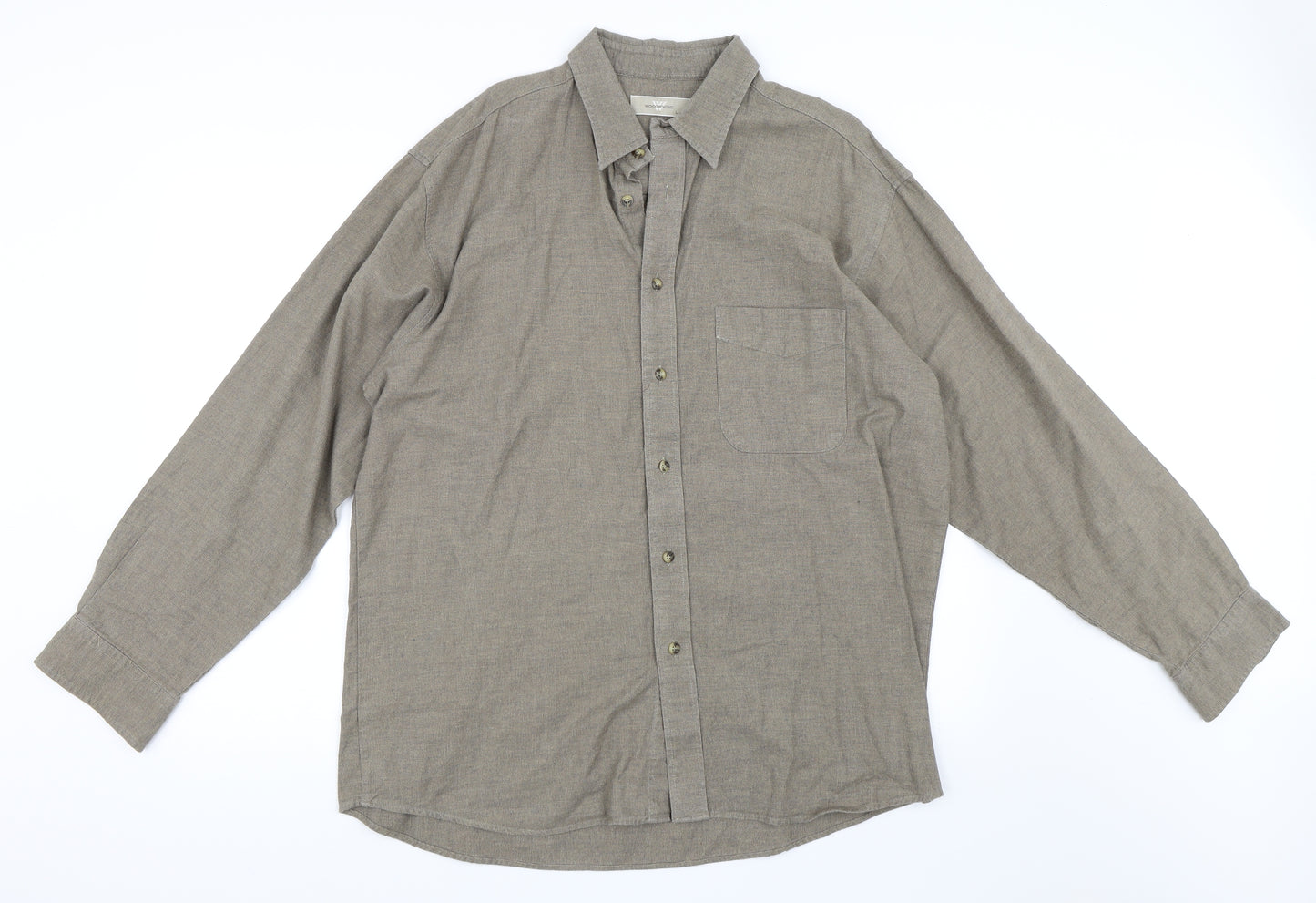 Woolworths Mens Beige    Button-Up Size L