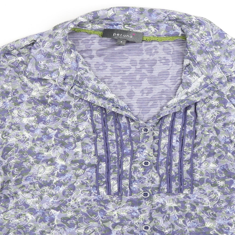 Per Una Womens Blue   Basic Button-Up Size 8