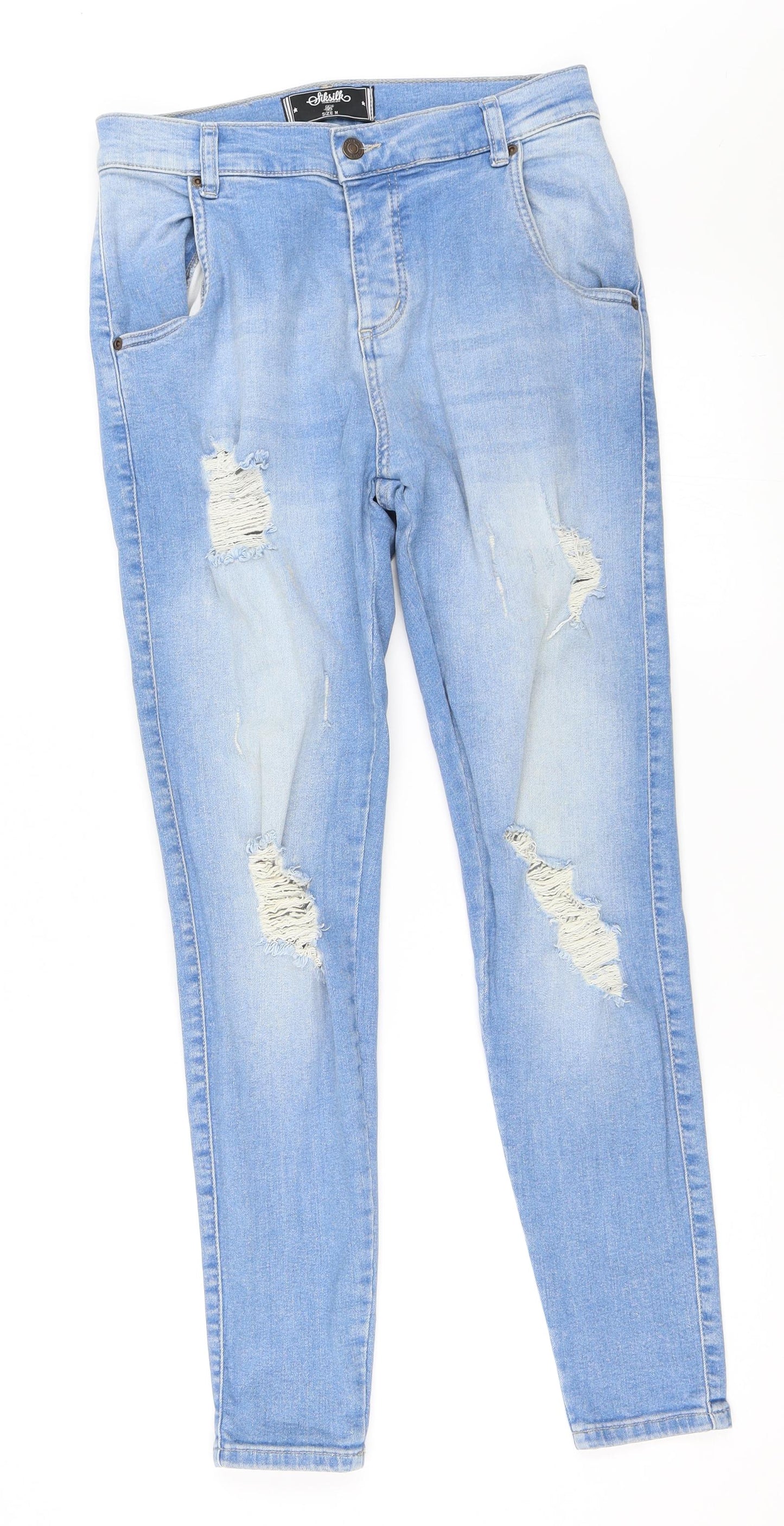 SikSilk Mens Blue  Denim Skinny Jeans Size M L28 in