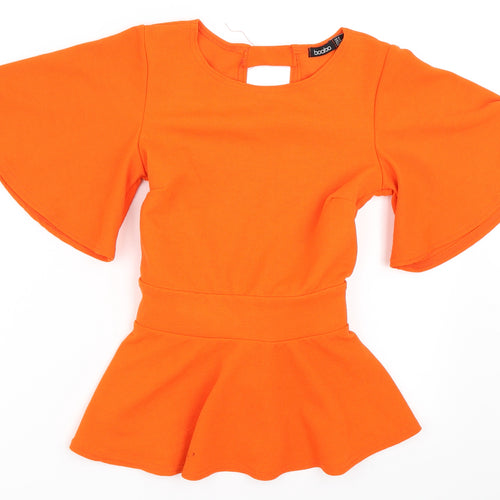 Boohoo Womens Orange   Basic Blouse Size 6