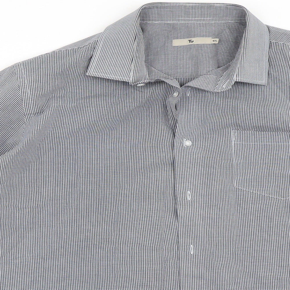 TU Mens Blue    Button-Up Size 16.5