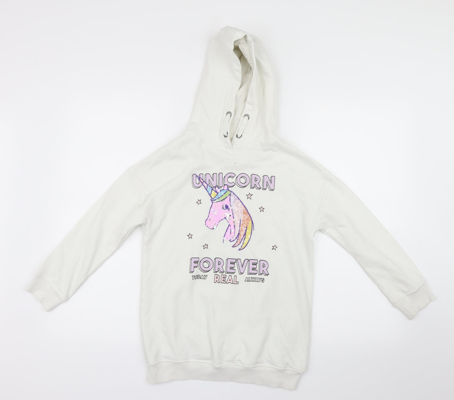 NEXT Girls White   Pullover Hoodie Size 8 Years  - Unicorn