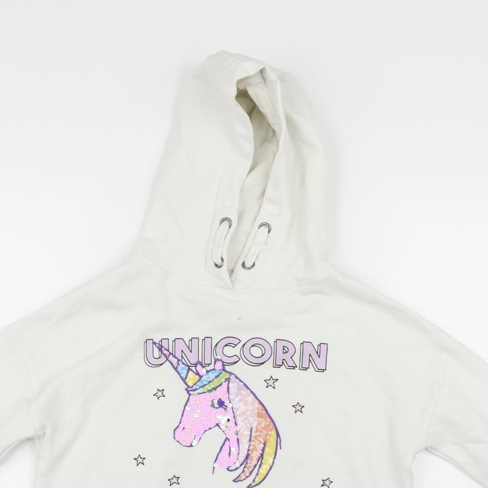 NEXT Girls White   Pullover Hoodie Size 8 Years  - Unicorn