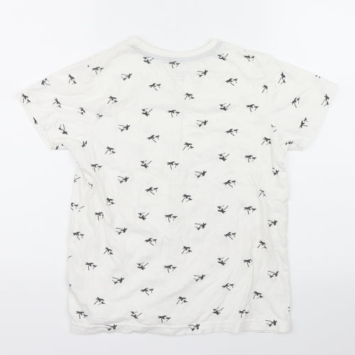Primark Boys White Geometric  Basic T-Shirt Size 9-10 Years  - Palm Trees