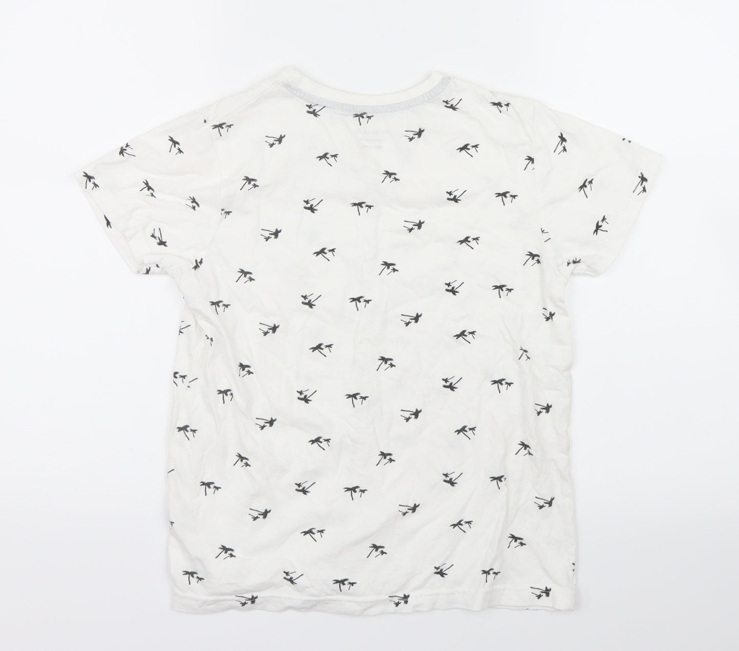 Primark Boys White Geometric  Basic T-Shirt Size 9-10 Years  - Palm Trees