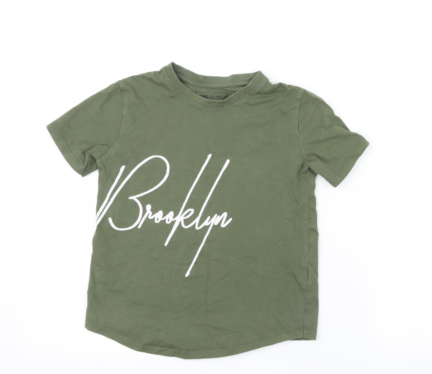 River Island Boys Green   Basic T-Shirt Size 7-8 Years  - Brooklyn