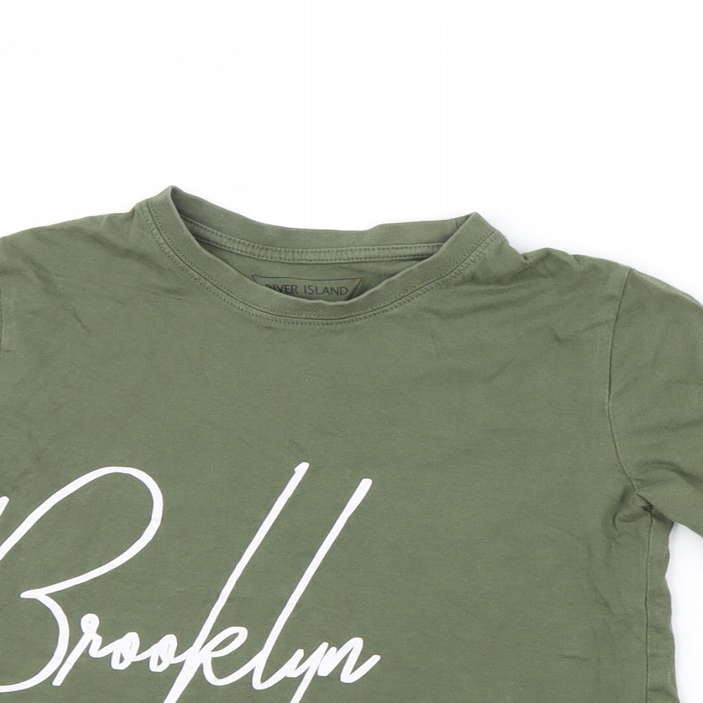 River Island Boys Green   Basic T-Shirt Size 7-8 Years  - Brooklyn