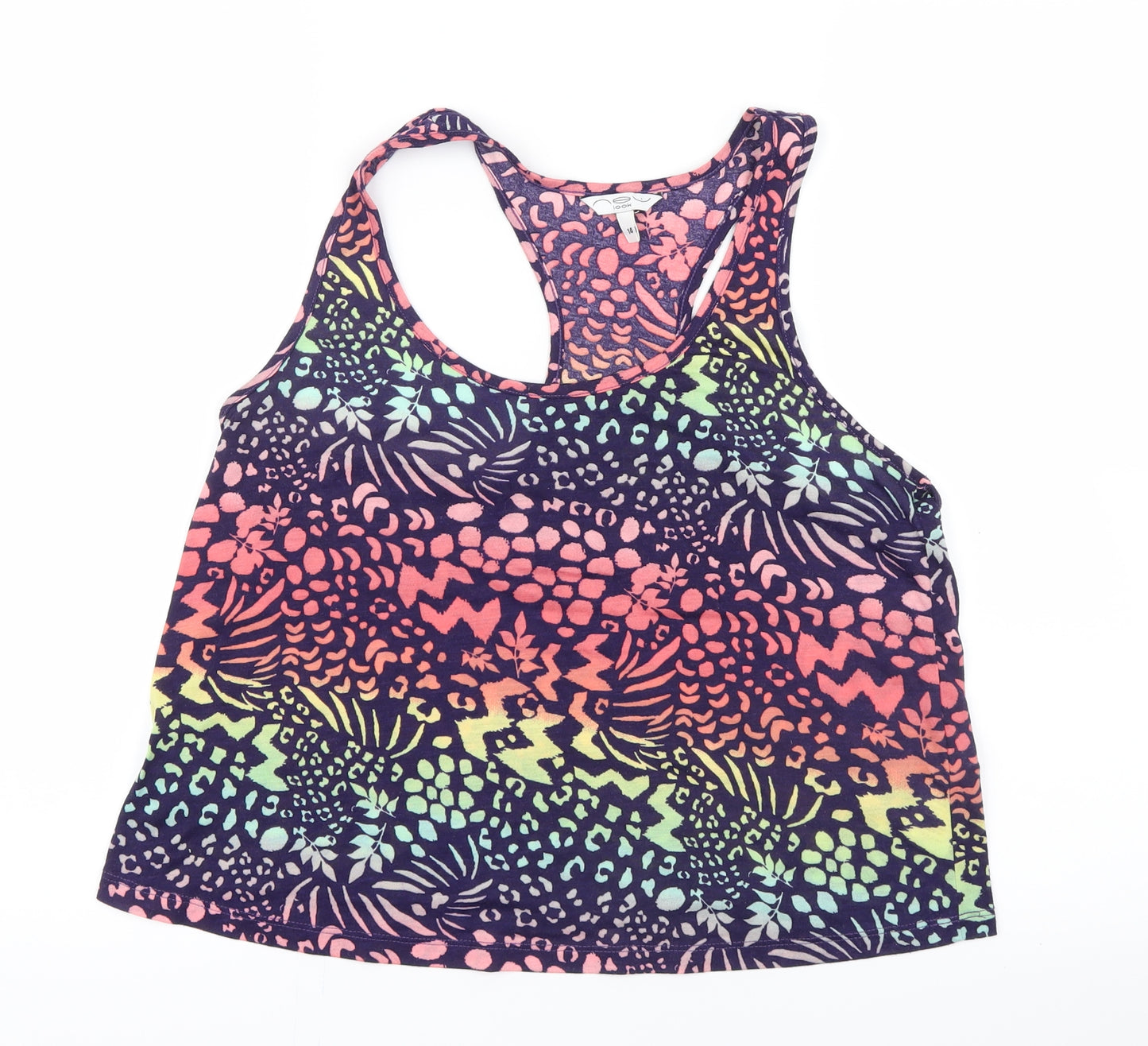 New Look Womens Purple Geometric  Cropped Tank Size 14