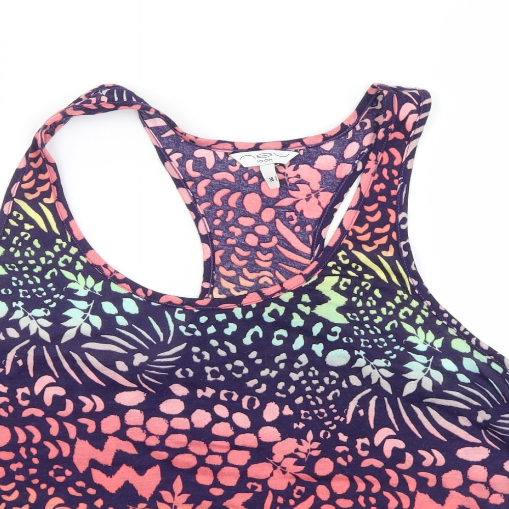 New Look Womens Purple Geometric  Cropped Tank Size 14
