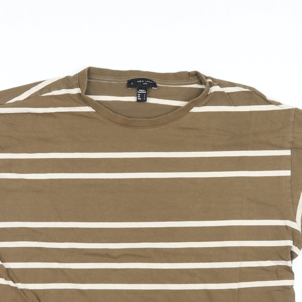 New Look Mens Brown Striped   T-Shirt Size L