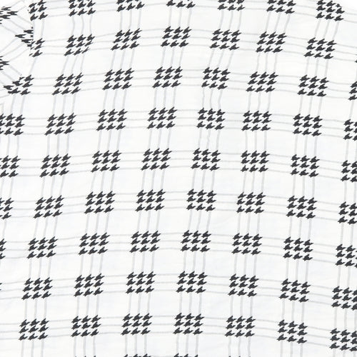 Topshop Womens White Geometric  Basic Button-Up Size 14