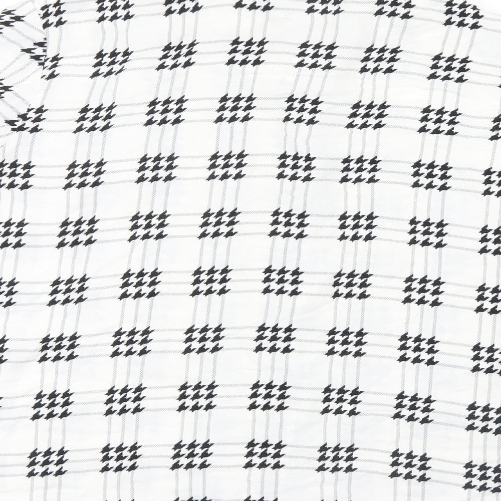 Topshop Womens White Geometric  Basic Button-Up Size 14