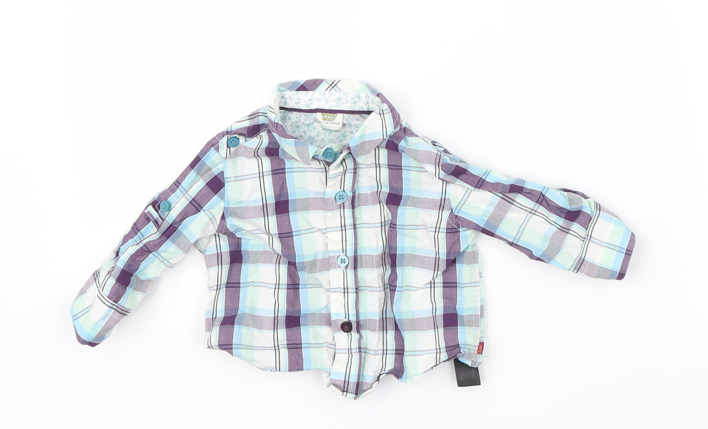 Ted Baker Boys Blue Check  Basic Button-Up Size 0-3 Months