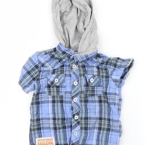 Hadleigh London Boys Blue Check  Basic Button-Up Size 18-24 Months